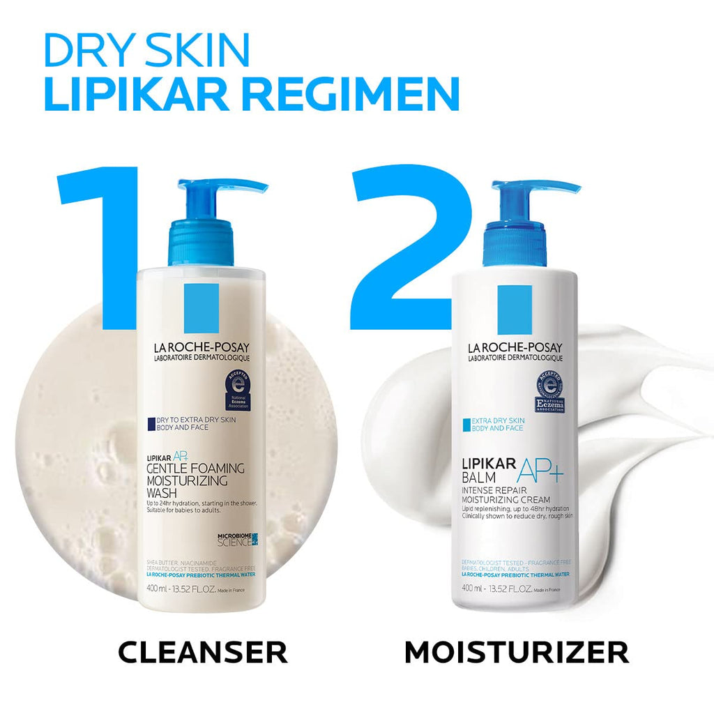 La Roche-Posay Lipikar AP+ Gentle Foaming Moisturizing Wash, Shea Butter + Niacinamide + Glycerin, Moisturizing Body Wash For Dry Skin, National Eczema Association Accepted, Dermatologist Tested