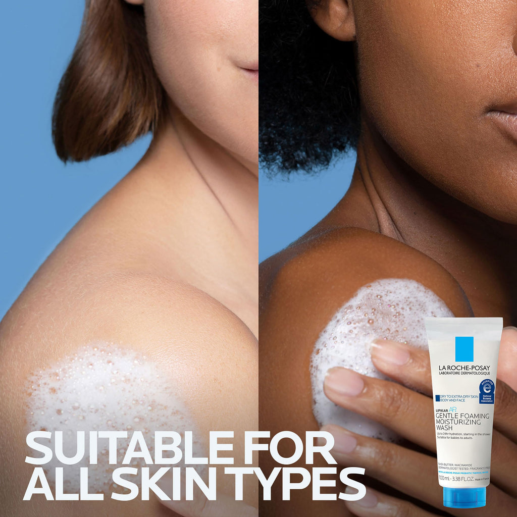 La Roche-Posay Lipikar AP+ Gentle Foaming Moisturizing Wash, Shea Butter + Niacinamide + Glycerin, Moisturizing Body Wash For Dry Skin, National Eczema Association Accepted, Dermatologist Tested